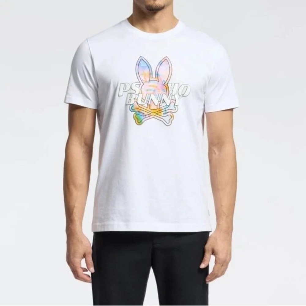 *NEW* Men Psycho‎ Bunny MILOS GRAPHIC TEE White Size 7 XL (B6U456F200 100)